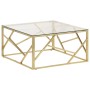 Golden stainless steel and tempered glass coffee table by , Coffee table - Ref: Foro24-349946, Price: 189,28 €, Discount: %