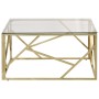 Golden stainless steel and tempered glass coffee table by , Coffee table - Ref: Foro24-349946, Price: 189,28 €, Discount: %