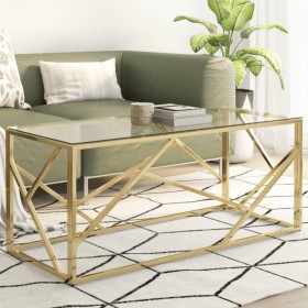 Golden stainless steel and tempered glass coffee table by , Coffee table - Ref: Foro24-349938, Price: 186,99 €, Discount: %