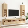 Muebles de TV con luces LED 2 uds roble Sonoma 30,5x30x102 cm de , Muebles TV - Ref: Foro24-837020, Precio: 95,05 €, Descuent...