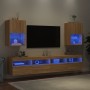 TV cabinets with LED lights 2 pcs Sonoma oak 40.5x30x60 cm by , TV Furniture - Ref: Foro24-837034, Price: 81,11 €, Discount: %