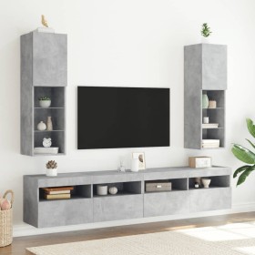 TV-Schränke mit LED-Leuchten 2 Stück betongrau 30,5x30x102 cm von , TV-Möbel - Ref: Foro24-837022, Preis: 94,65 €, Rabatt: %