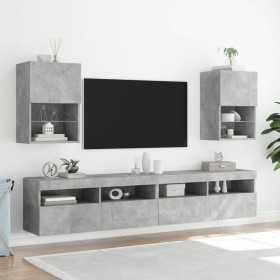 TV-Schränke mit LED-Leuchten 2 Stück betongrau 40,5x30x60 cm von , TV-Möbel - Ref: Foro24-837036, Preis: 87,76 €, Rabatt: %