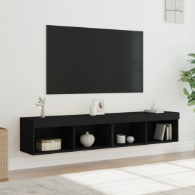 TV-Schränke mit LED-Leuchten 2 Stück schwarz 80x30x30 cm von , TV-Möbel - Ref: Foro24-837144, Preis: 80,99 €, Rabatt: %