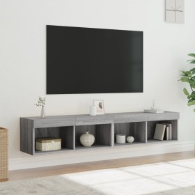 TV cabinets with LED lights 2 units Sonoma gray 80x30x30 cm by , TV Furniture - Ref: Foro24-837152, Price: 75,99 €, Discount: %