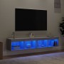 TV cabinets with LED lights 2 units Sonoma gray 80x30x30 cm by , TV Furniture - Ref: Foro24-837152, Price: 75,65 €, Discount: %