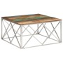 Silver stainless steel and solid recycled wood coffee table by , Coffee table - Ref: Foro24-349984, Price: 160,99 €, Discount: %