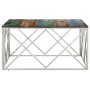 Silver stainless steel and solid recycled wood coffee table by , Coffee table - Ref: Foro24-349984, Price: 160,99 €, Discount: %