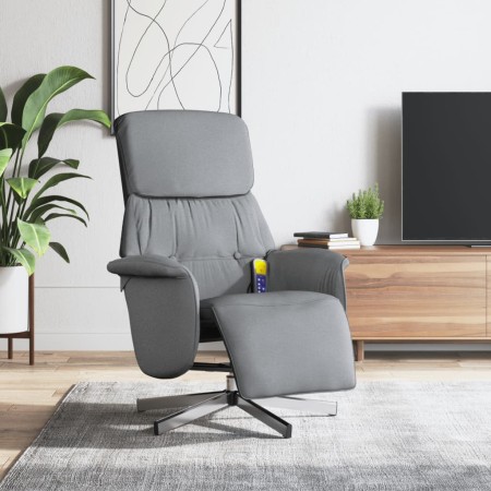 Sillón reclinable de masaje con reposapiés tela gris claro de , Sillones - Ref: Foro24-356669, Precio: 181,99 €, Descuento: %