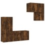 Wall TV cabinets 4 pieces engineered wood smoked oak by , TV Furniture - Ref: Foro24-3216432, Price: 168,35 €, Discount: %