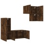 Wall TV cabinets 4 pieces engineered wood smoked oak by , TV Furniture - Ref: Foro24-3216432, Price: 168,35 €, Discount: %