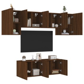 Wall TV cabinets 6 pcs engineered wood oak brown by , TV Furniture - Ref: Foro24-3216445, Price: 207,65 €, Discount: %