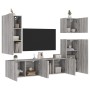 TV Wall Cabinets 5 Pieces Sonoma Gray Engineered Wood by , TV Furniture - Ref: Foro24-3216451, Price: 221,09 €, Discount: %