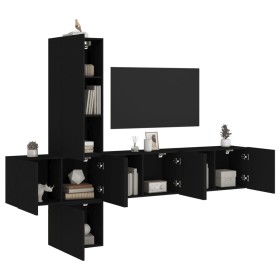 Muebles de TV de pared 5 piezas madera de ingeniería negro de , Muebles TV - Ref: Foro24-3216458, Precio: 220,99 €, Descuento: %