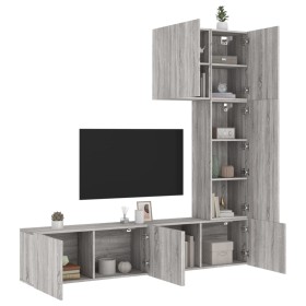 TV Wall Cabinets 5 Pieces Sonoma Gray Engineered Wood by , TV Furniture - Ref: Foro24-3216487, Price: 241,99 €, Discount: %