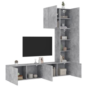 Wall TV cabinets 5 pieces engineered wood concrete gray by , TV Furniture - Ref: Foro24-3216485, Price: 233,99 €, Discount: %