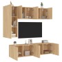 Muebles de TV de pared 5 pzas madera de ingeniería roble Sonoma de , Muebles TV - Ref: Foro24-3216466, Precio: 210,98 €, Desc...