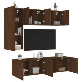 Wall TV cabinets 5 pcs oak brown engineered wood by , TV Furniture - Ref: Foro24-3216470, Price: 213,99 €, Discount: %