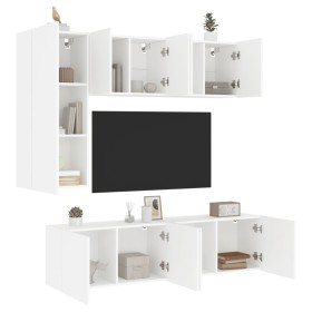 5-Piece White Engineered Wood Wall TV Cabinets by , TV Furniture - Ref: Foro24-3216464, Price: 202,89 €, Discount: %