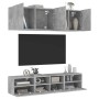 Wall TV cabinets 5 pieces engineered wood concrete gray by , TV Furniture - Ref: Foro24-3216514, Price: 163,28 €, Discount: %