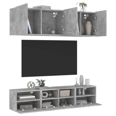 Muebles de TV de pared 5 pzas madera ingeniería gris hormigón de , Muebles TV - Ref: Foro24-3216514, Precio: 163,28 €, Descue...