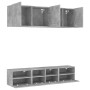 Wall TV cabinets 5 pieces engineered wood concrete gray by , TV Furniture - Ref: Foro24-3216514, Price: 163,28 €, Discount: %