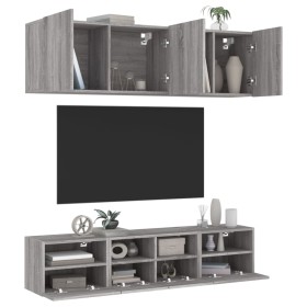 TV Wall Cabinets 5 Pieces Sonoma Gray Engineered Wood by , TV Furniture - Ref: Foro24-3216516, Price: 173,99 €, Discount: %