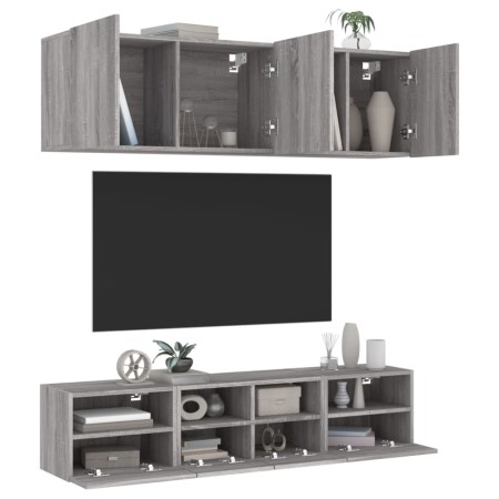 Muebles de TV de pared 5 pzas madera de ingeniería gris Sonoma de , Muebles TV - Ref: Foro24-3216516, Precio: 169,79 €, Descu...