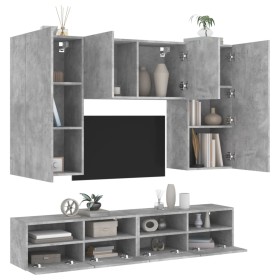 Wall TV cabinets 5 pieces engineered wood concrete gray by , TV Furniture - Ref: Foro24-3216521, Price: 226,26 €, Discount: %