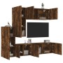 Wall TV cabinets 5 pieces engineered wood smoked oak by , TV Furniture - Ref: Foro24-3216493, Price: 259,35 €, Discount: %