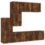 Wall TV cabinets 5 pieces engineered wood smoked oak by , TV Furniture - Ref: Foro24-3216493, Price: 259,35 €, Discount: %