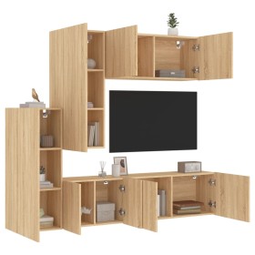 TV wall cabinets 5 pcs engineered wood Sonoma oak by , TV Furniture - Ref: Foro24-3216491, Price: 260,49 €, Discount: %