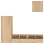 TV wall cabinets 4 pieces engineered wood Sonoma oak by , TV Furniture - Ref: Foro24-3216502, Price: 144,14 €, Discount: %