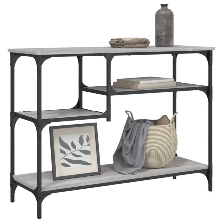 Mesa consola con estantes gris Sonoma 100x35x75 cm de , Mesas auxiliares - Ref: Foro24-837785, Precio: 58,09 €, Descuento: %