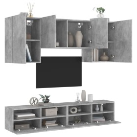 Wall TV cabinets 5 pieces engineered wood concrete gray by , TV Furniture - Ref: Foro24-3216528, Price: 190,12 €, Discount: %