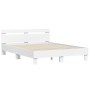 White engineered wood bed frame with headboard 140x190cm by , Beds and slatted bases - Ref: Foro24-3207434, Price: 160,80 €, ...