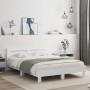 White engineered wood bed frame with headboard 140x190cm by , Beds and slatted bases - Ref: Foro24-3207434, Price: 160,80 €, ...