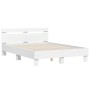 White engineered wood bed frame with headboard 120x190cm by , Beds and slatted bases - Ref: Foro24-3207448, Price: 121,28 €, ...