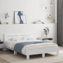 Estructura cama con cabecero madera ingeniería blanco 120x190cm de , Camas y somieres - Ref: Foro24-3207448, Precio: 121,28 €...