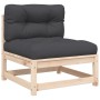 Gartensofa ohne Armlehnen mit Kissen aus massivem Kiefernholz von , Modulare Sofas für den Außenbereich - Ref: Foro24-838077,...