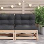 Garden sofa without armrests with solid pine wood cushions by , Modular outdoor sofas - Ref: Foro24-838077, Price: 101,19 €, ...