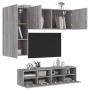 TV Wall Cabinets 4 Pieces Sonoma Gray Engineered Wood by , TV Furniture - Ref: Foro24-3216537, Price: 175,52 €, Discount: %