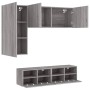 TV Wall Cabinets 4 Pieces Sonoma Gray Engineered Wood by , TV Furniture - Ref: Foro24-3216537, Price: 175,52 €, Discount: %