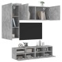 Wall TV cabinets 4 pieces engineered wood concrete gray by , TV Furniture - Ref: Foro24-3216535, Price: 171,64 €, Discount: %