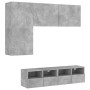 Wall TV cabinets 4 pieces engineered wood concrete gray by , TV Furniture - Ref: Foro24-3216535, Price: 171,64 €, Discount: %