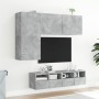 Wall TV cabinets 4 pieces engineered wood concrete gray by , TV Furniture - Ref: Foro24-3216535, Price: 171,64 €, Discount: %