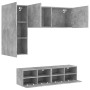 Wall TV cabinets 4 pieces engineered wood concrete gray by , TV Furniture - Ref: Foro24-3216535, Price: 171,64 €, Discount: %