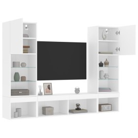 Wall TV cabinets with LED 5 pieces white engineered wood by , TV Furniture - Ref: Foro24-3216690, Price: 228,90 €, Discount: %