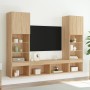 TV wall furniture with LED 5 pieces engineered wood Sonoma oak by , TV Furniture - Ref: Foro24-3216692, Price: 224,23 €, Disc...