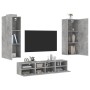 Wall TV cabinets 5 pieces engineered wood concrete gray by , TV Furniture - Ref: Foro24-3216542, Price: 194,86 €, Discount: %